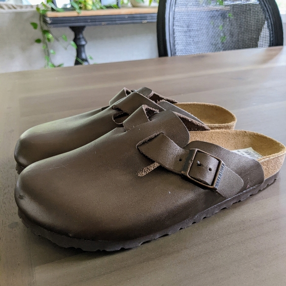 Birkenstock Shoes - NEW Birkenstock Boston Clogs Metallic Brown Leather